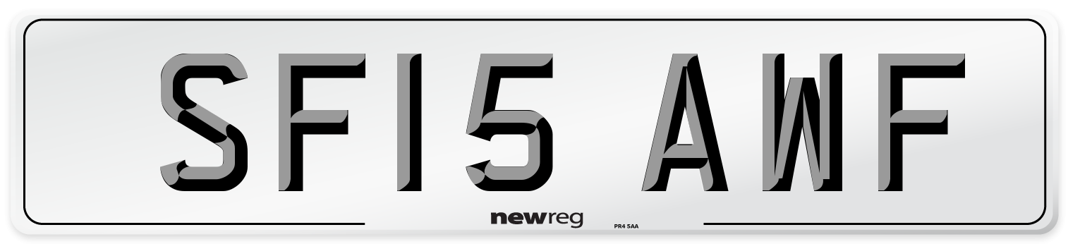 SF15 AWF Number Plate from New Reg